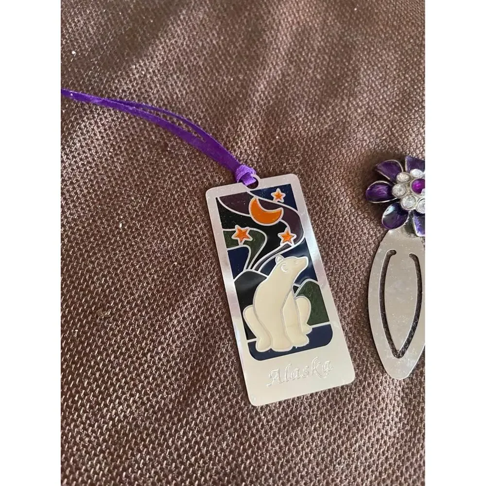 bookmarks x2 alaska and purple rhinestones
